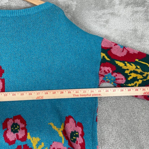 The Pioneer Woman Sweater Womens 2XL Blue Floral Knit Boho Cottage Pullover - Picture 6 of 7